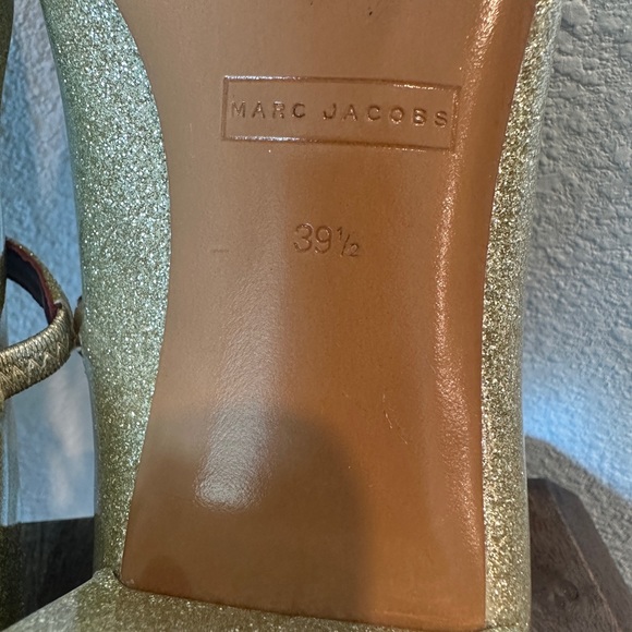 Marc Jacobs Women's Lexi Gold Glittered Patent Leather Mary Jane Shoes 8.5 - Picture 11 of 14